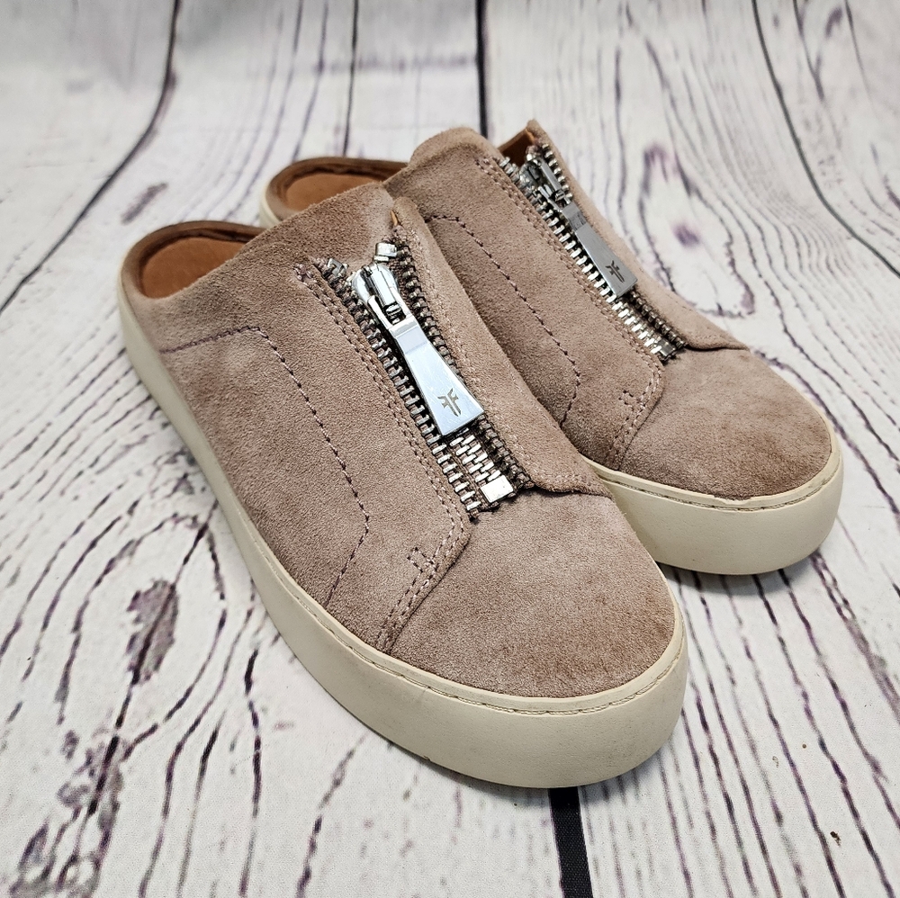 Frye Lena Zipper‎ Leather Mules Size 6